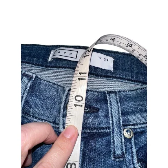 AYR Women’s The Bomb Pop Straight Leg Raw Hem High-Rise Denim Blue Jeans Size 29 - Picture 7 of 8